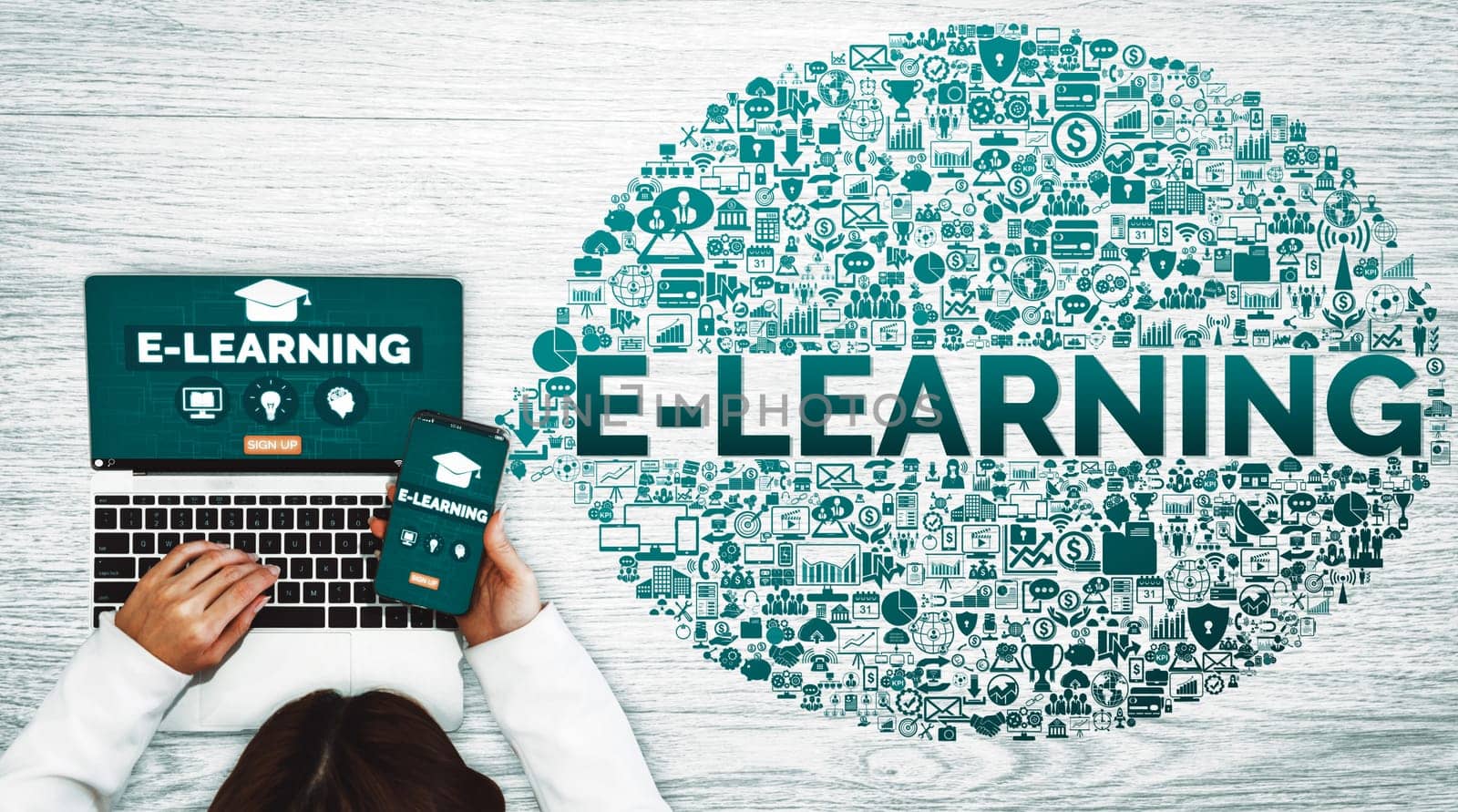 E-learning for Student and University Concept uds by biancoblue