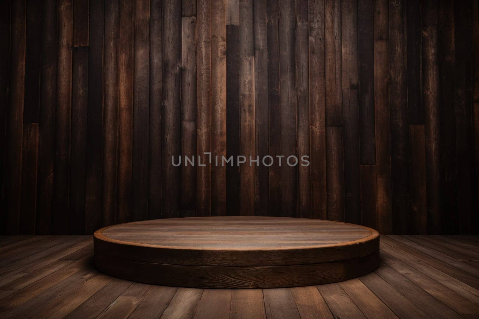 Round display podium for mockup . product advertisement . generative AI by matamnad