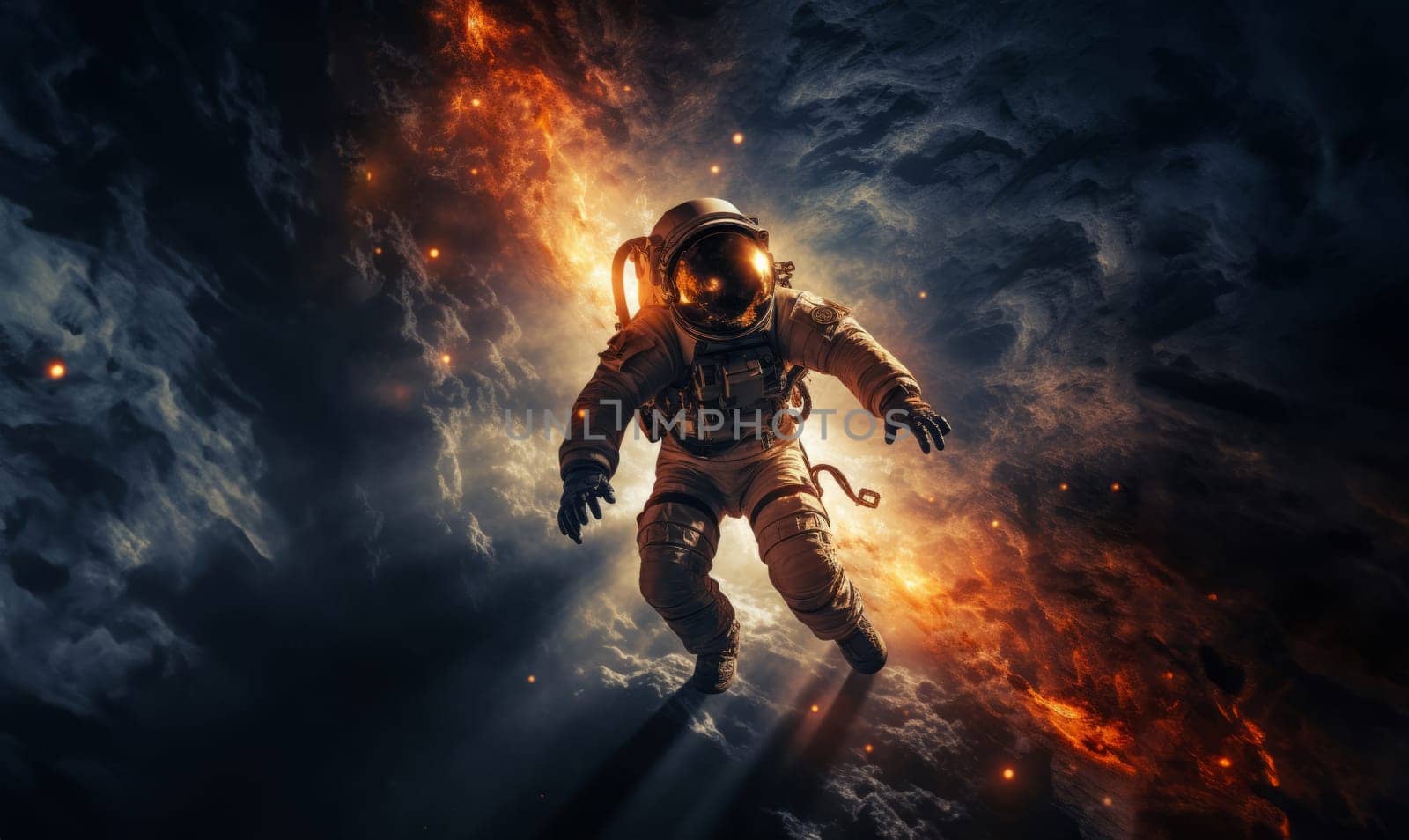 an astronaut and their team exploring mysterious and adventurous locations in space, embarking on a cosmic journey to uncover the wonders and mysteries of the universe.Generated image by dotshock