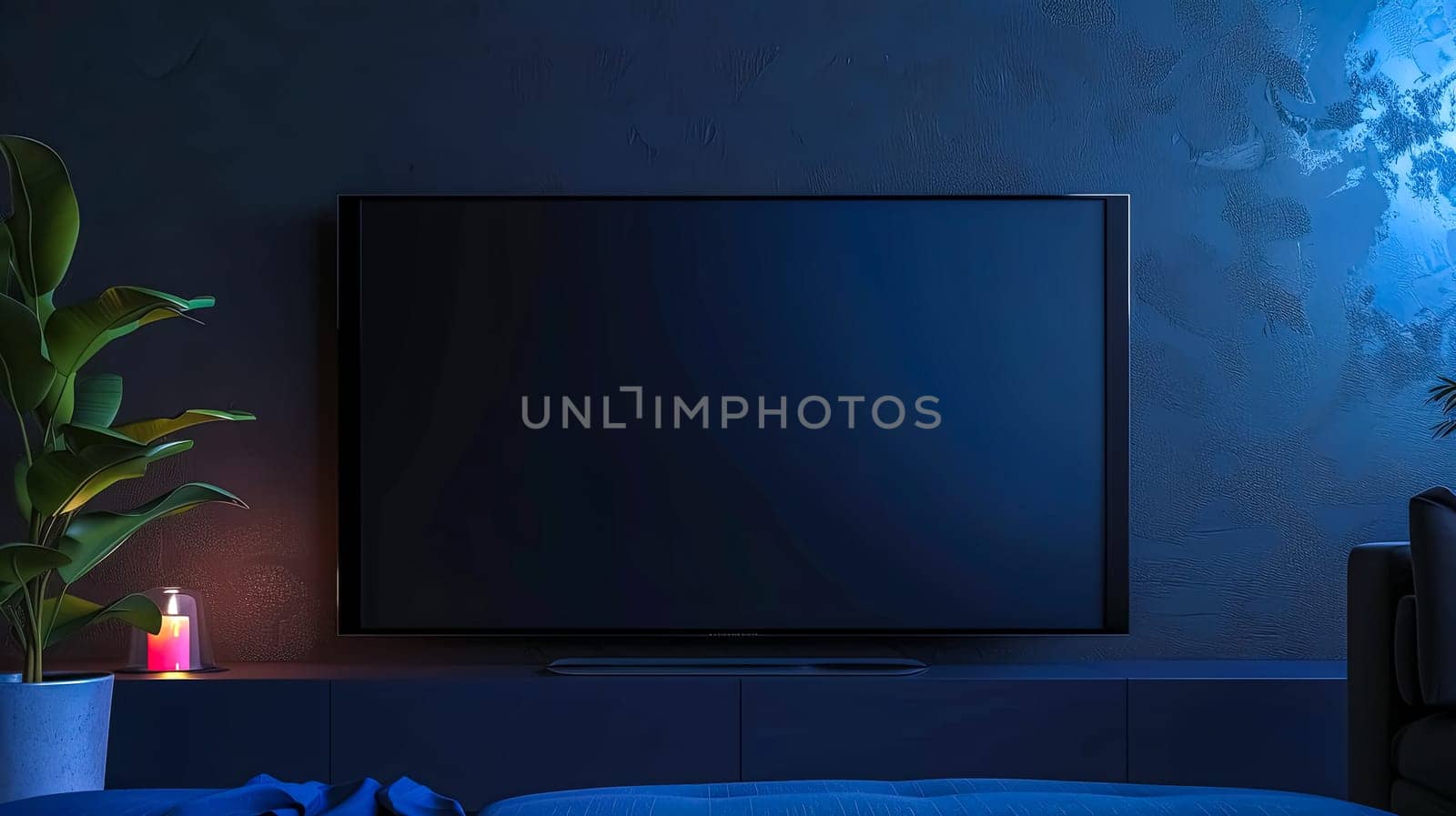 Modern Home Entertainment Setup with Ambient Lighting by Edophoto