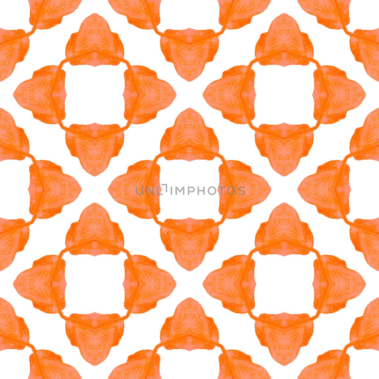 Summer exotic seamless border. Orange remarkable boho chic summer design. Textile ready attractive print, swimwear fabric, wallpaper, wrapping. Exotic seamless pattern.