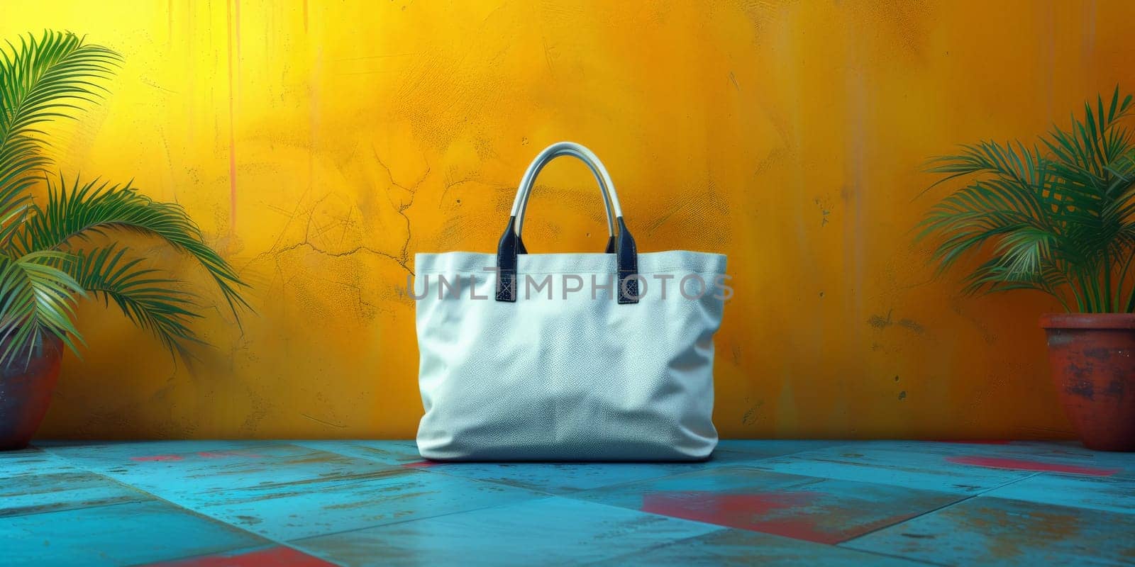 Mockup bag mockup with handles and plain background. by Benzoix