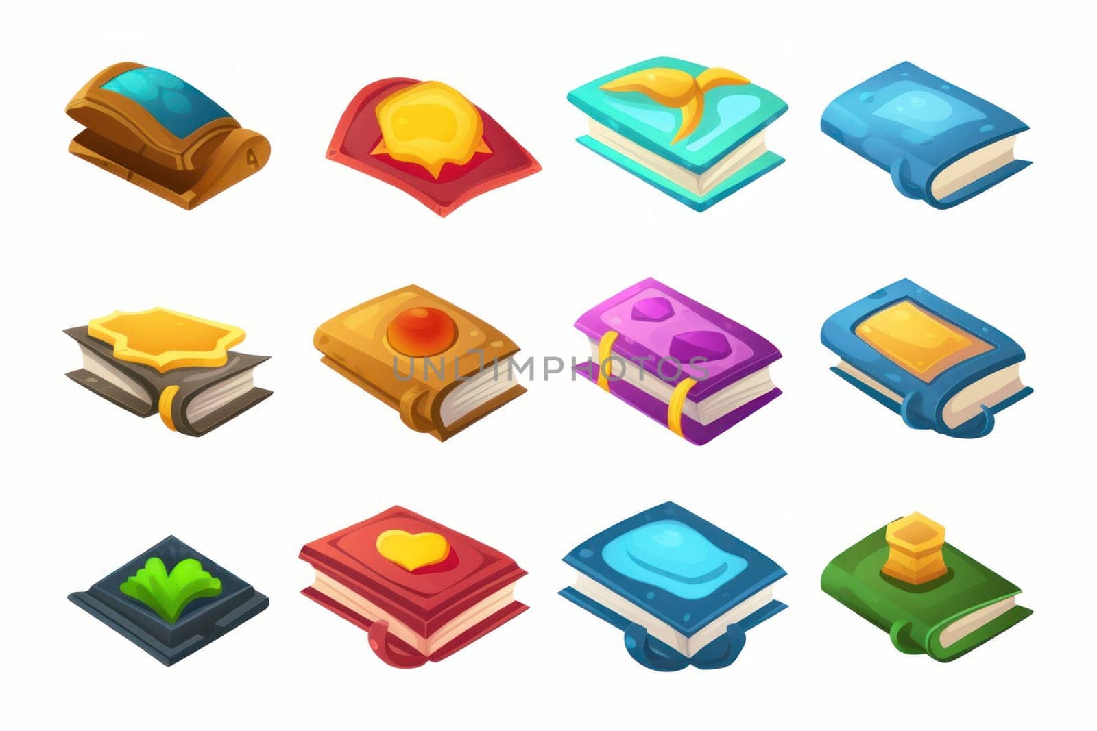 Magic books set game icons by ylivdesign