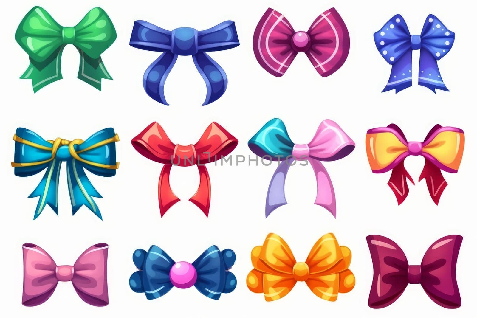 New bow game cartoon set isolated on white background. Generate Ai