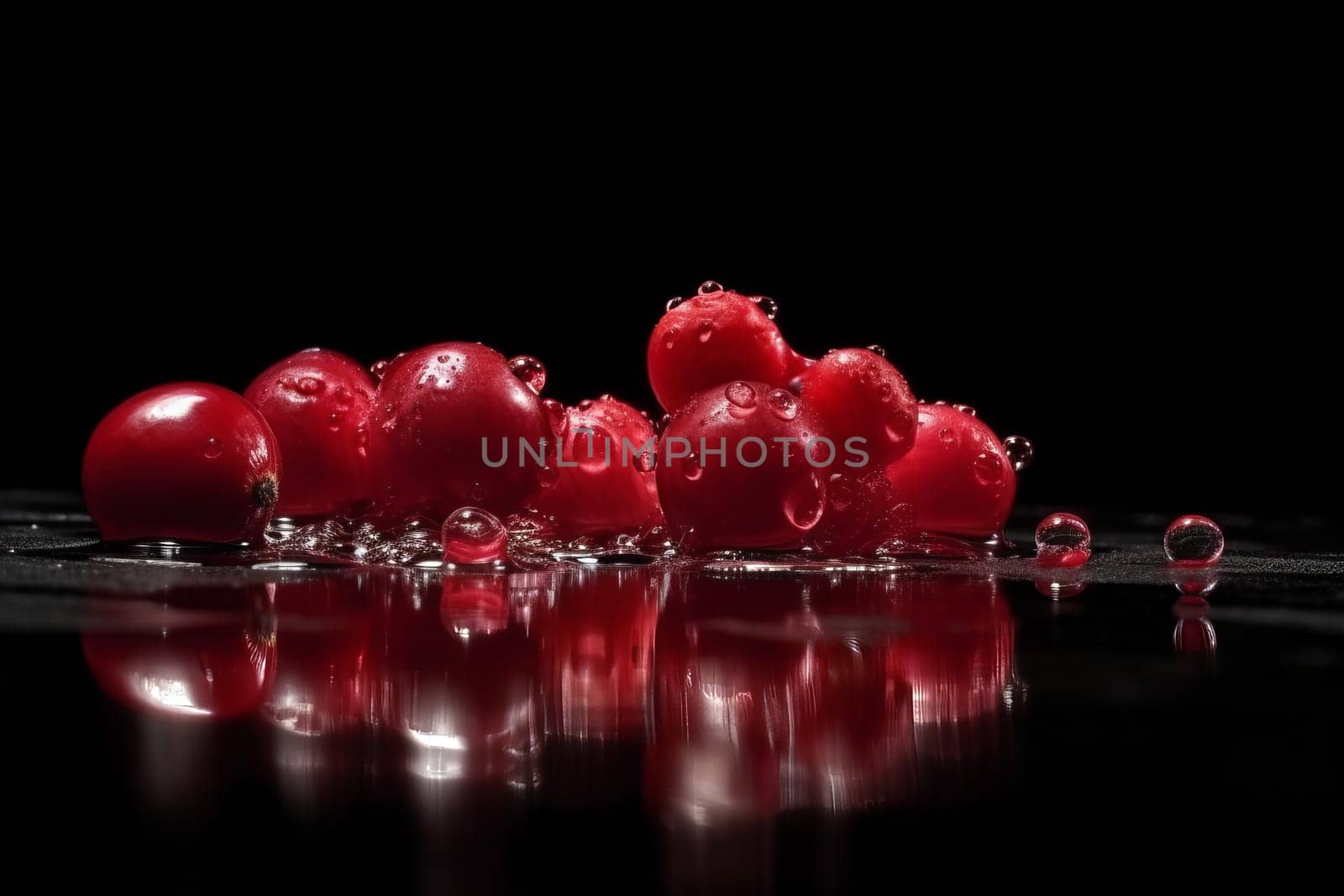 Cranberry on black background by ylivdesign