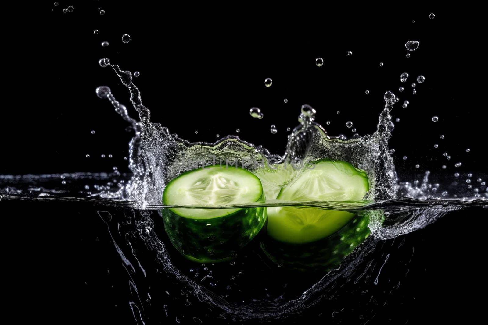 Cucumber on black background by ylivdesign