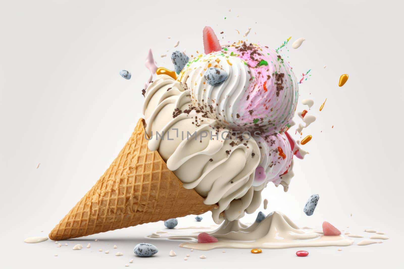 Ice cream summer concept. Gelato food background. Generate Ai