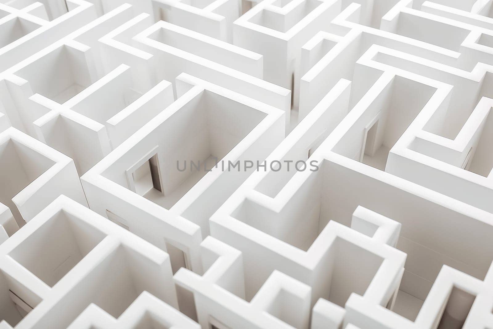 Labyrinth maze concept. White walls. Generate Ai