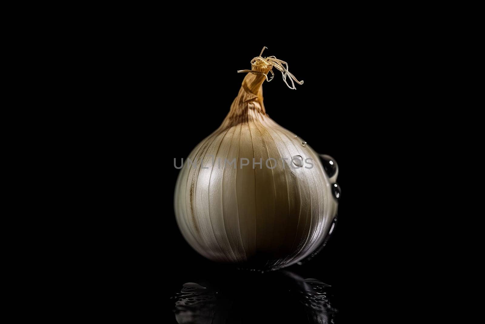 Onion on black background by ylivdesign