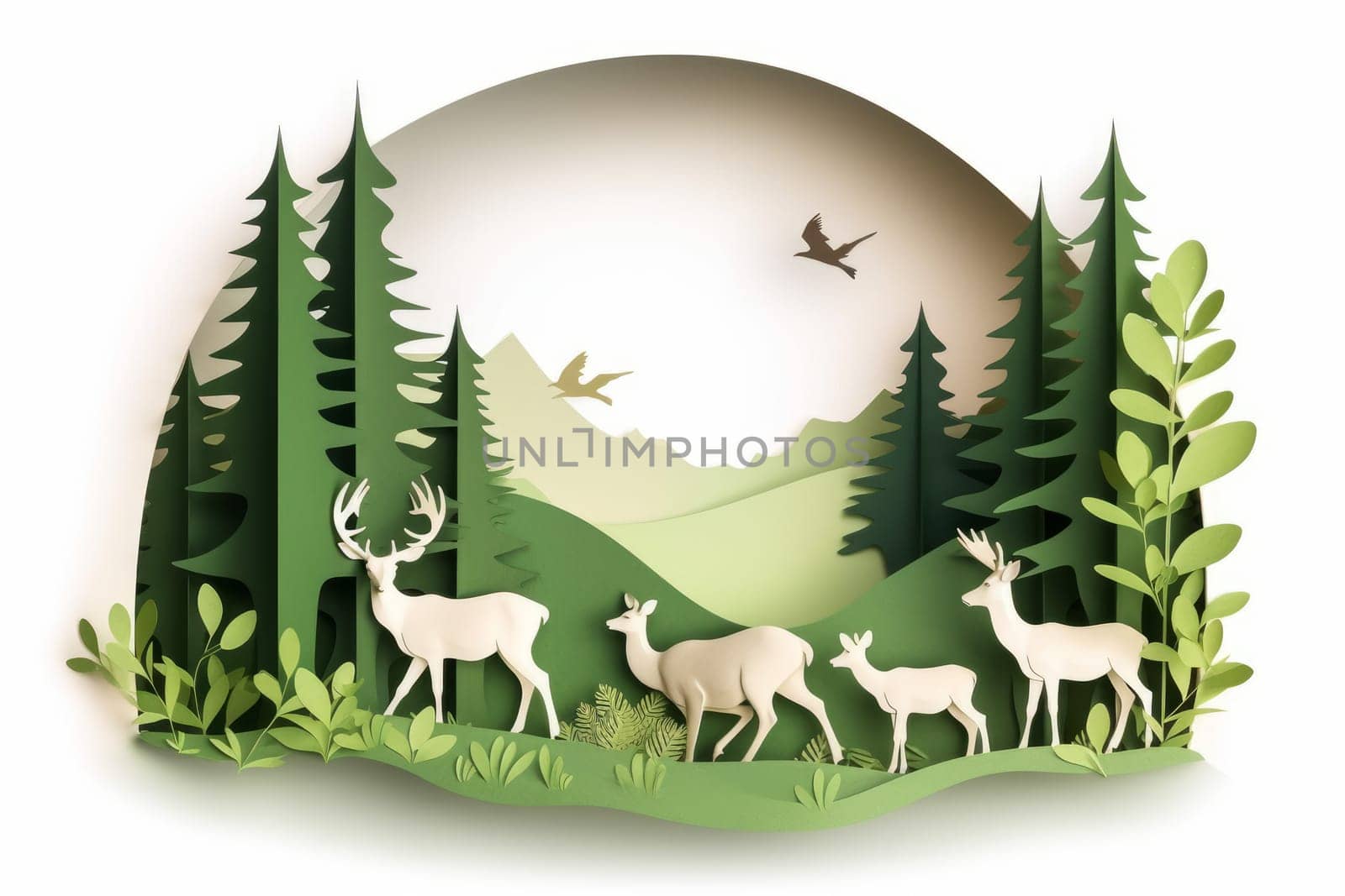 Forest paper art concept by ylivdesign