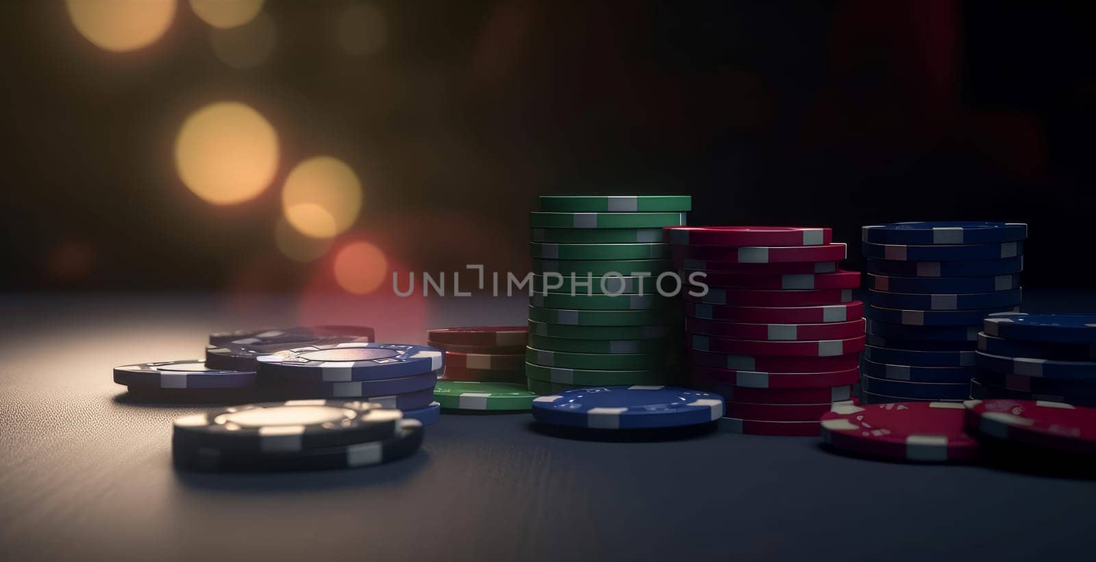 Poker chips concept. Casino gambling background. Generate Ai