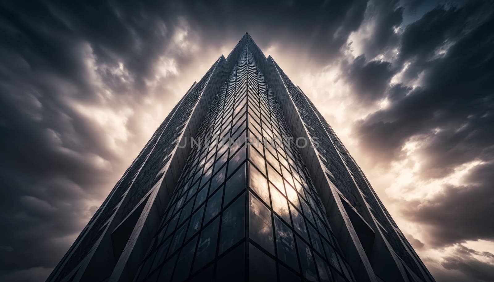 Skyscraper dark concept. Business city background. Generate Ai