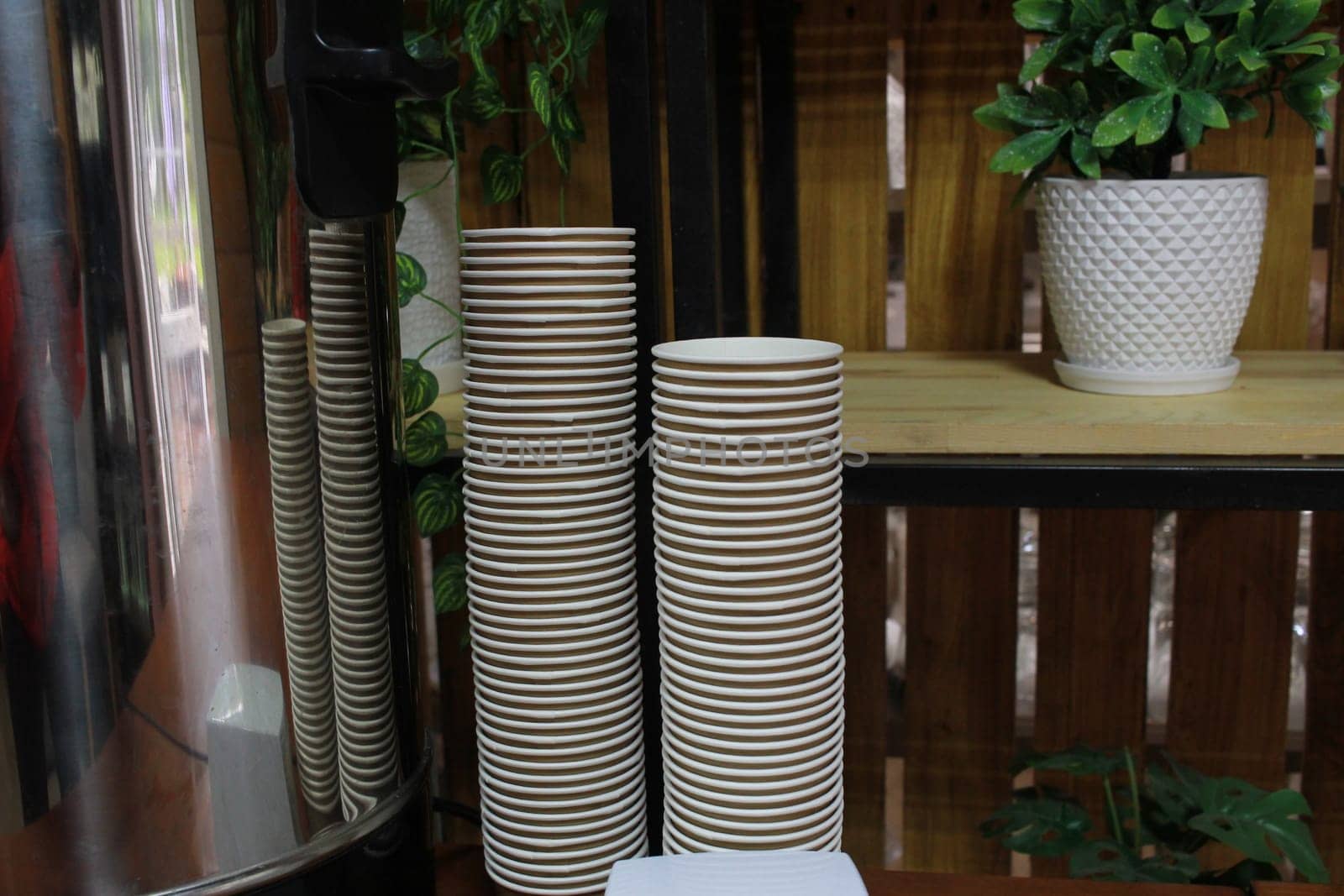 Photo disposable paper cups for coffee. The interior by electrovenik
