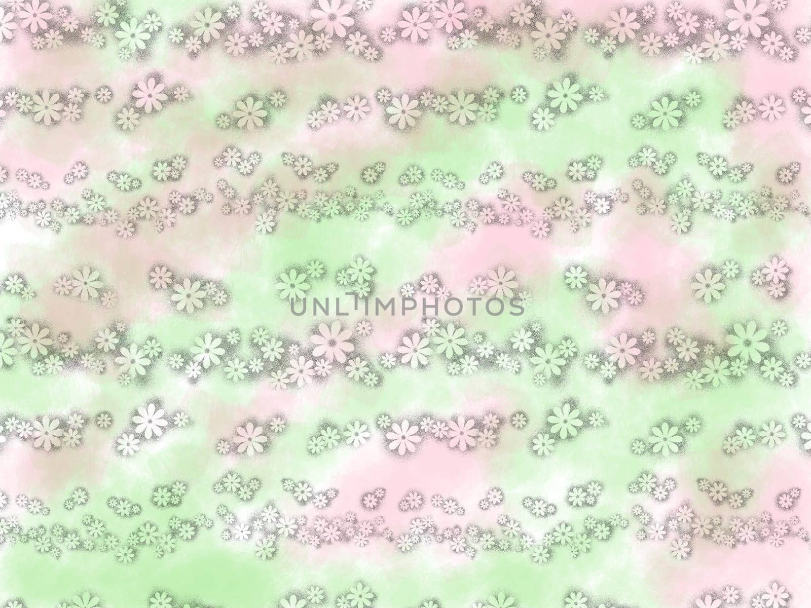 Pink and green background with flowers across wallpaper by gena_wells