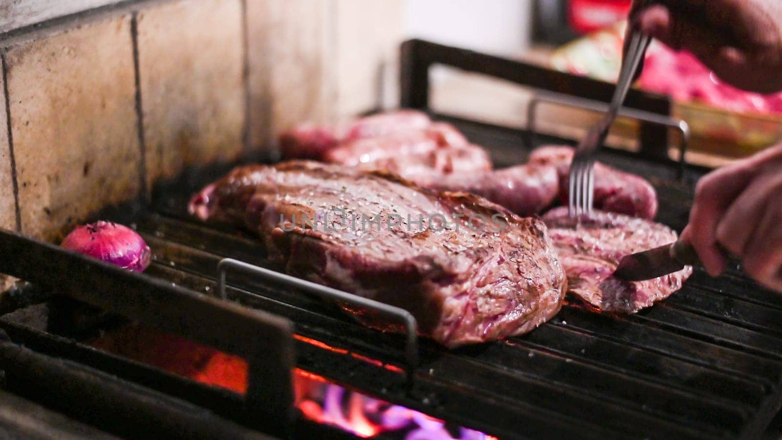 Perfect Argentinian grilled meat cooking