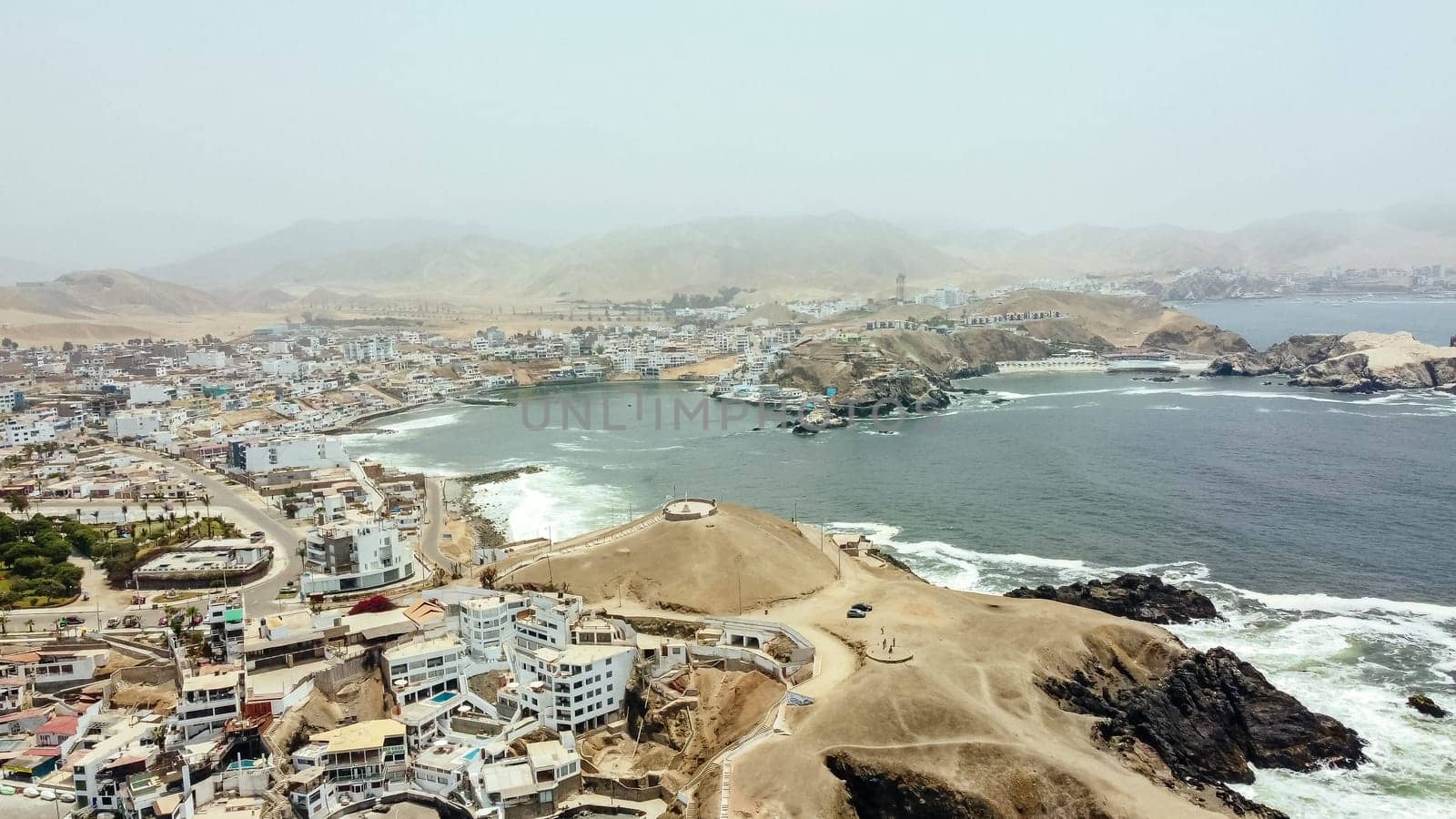 Aerial view with drone of the district of San Bartolo south next to the sea