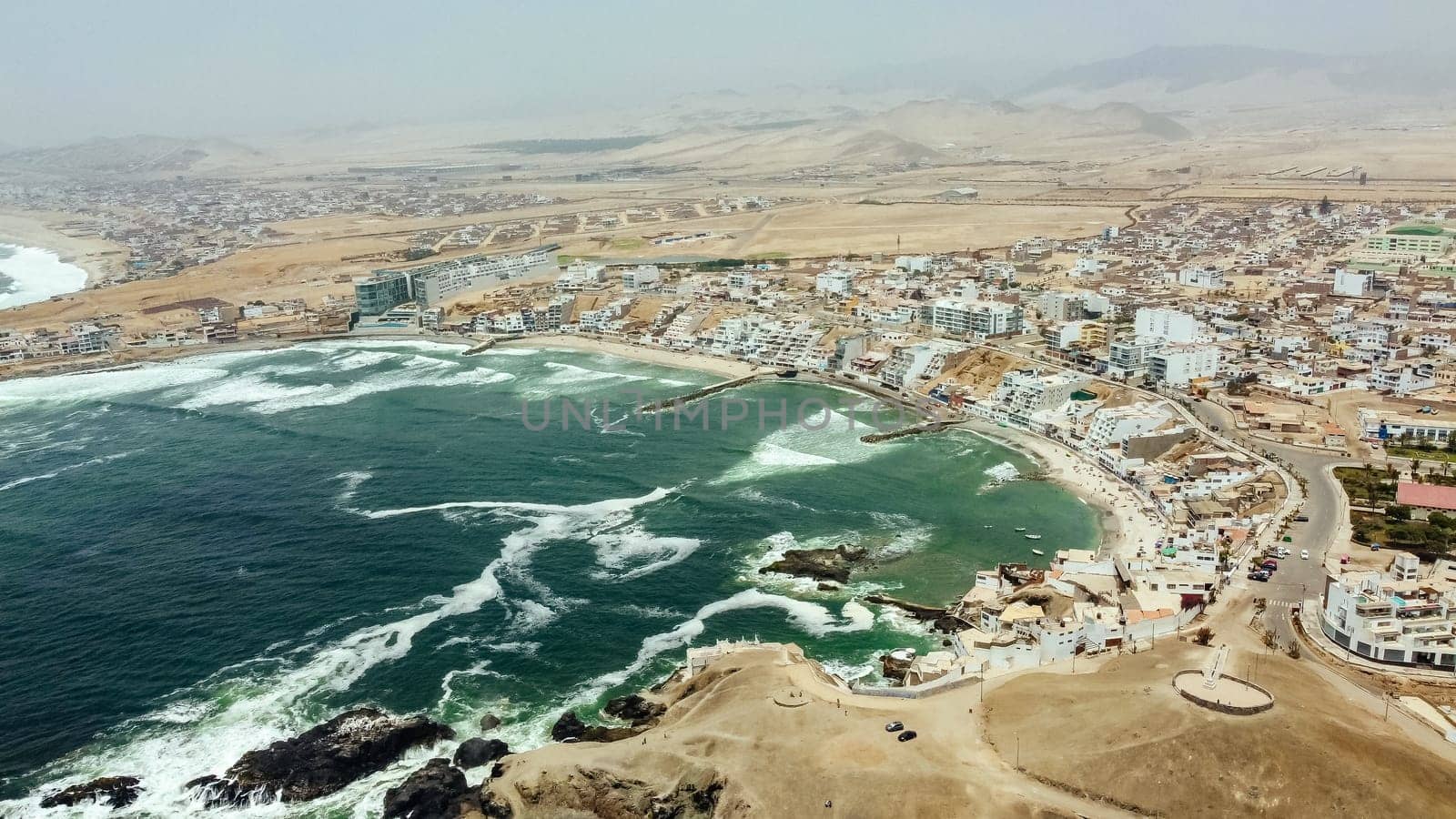 Aerial view with drone of the district of San Bartolo north next to the sea