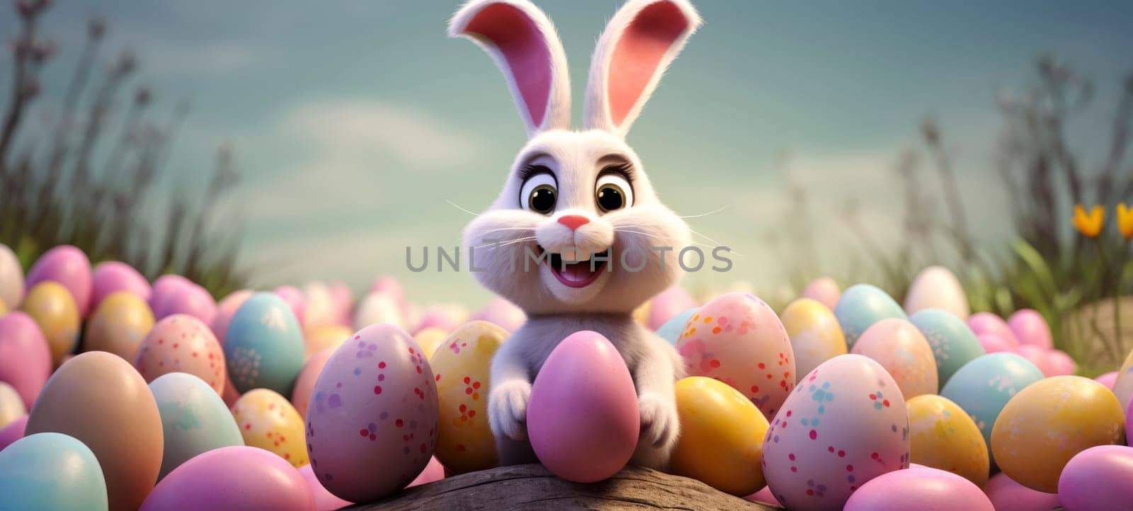 Easter Bunny with Colorful Eggs by andreyz