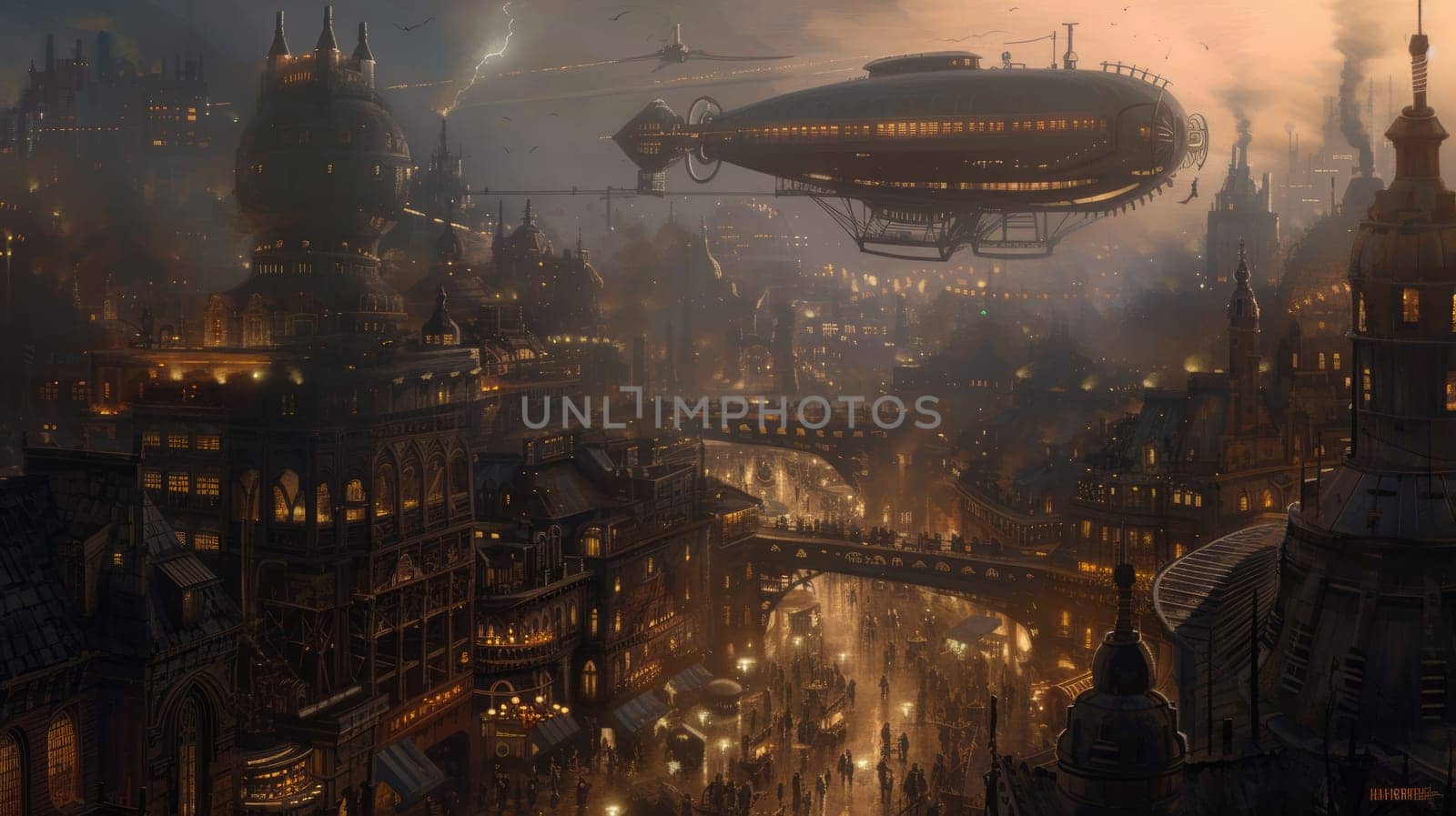 Steampunk Airships Over a Victorian Cityscape. Resplendent. by biancoblue