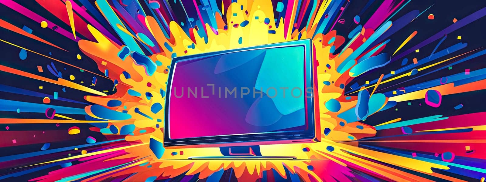 Colorful Abstract Explosion with Retro Television.