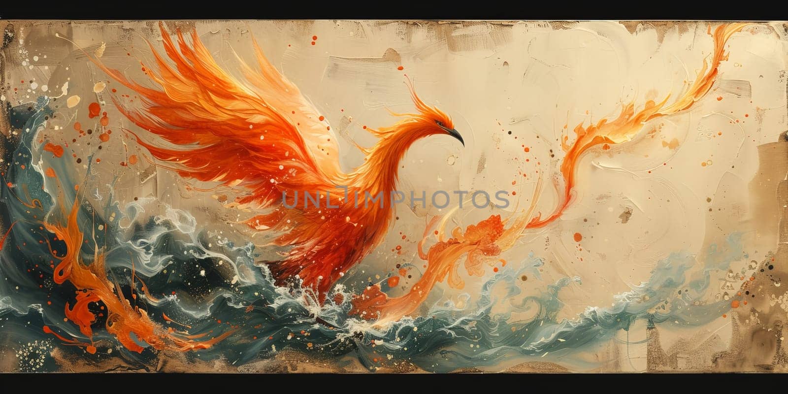 Great Chinese paint wall of Phoenix art paint. Chinese wall paper