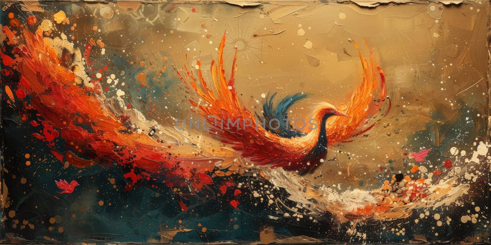 Great Chinese paint wall of Phoenix art paint. Chinese wall paper