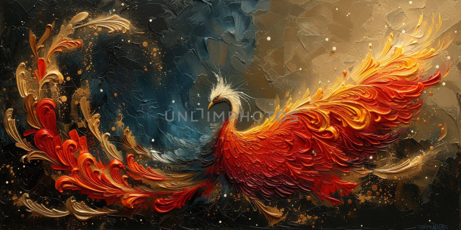 Great Chinese paint wall of Phoenix art paint. Chinese wall paper