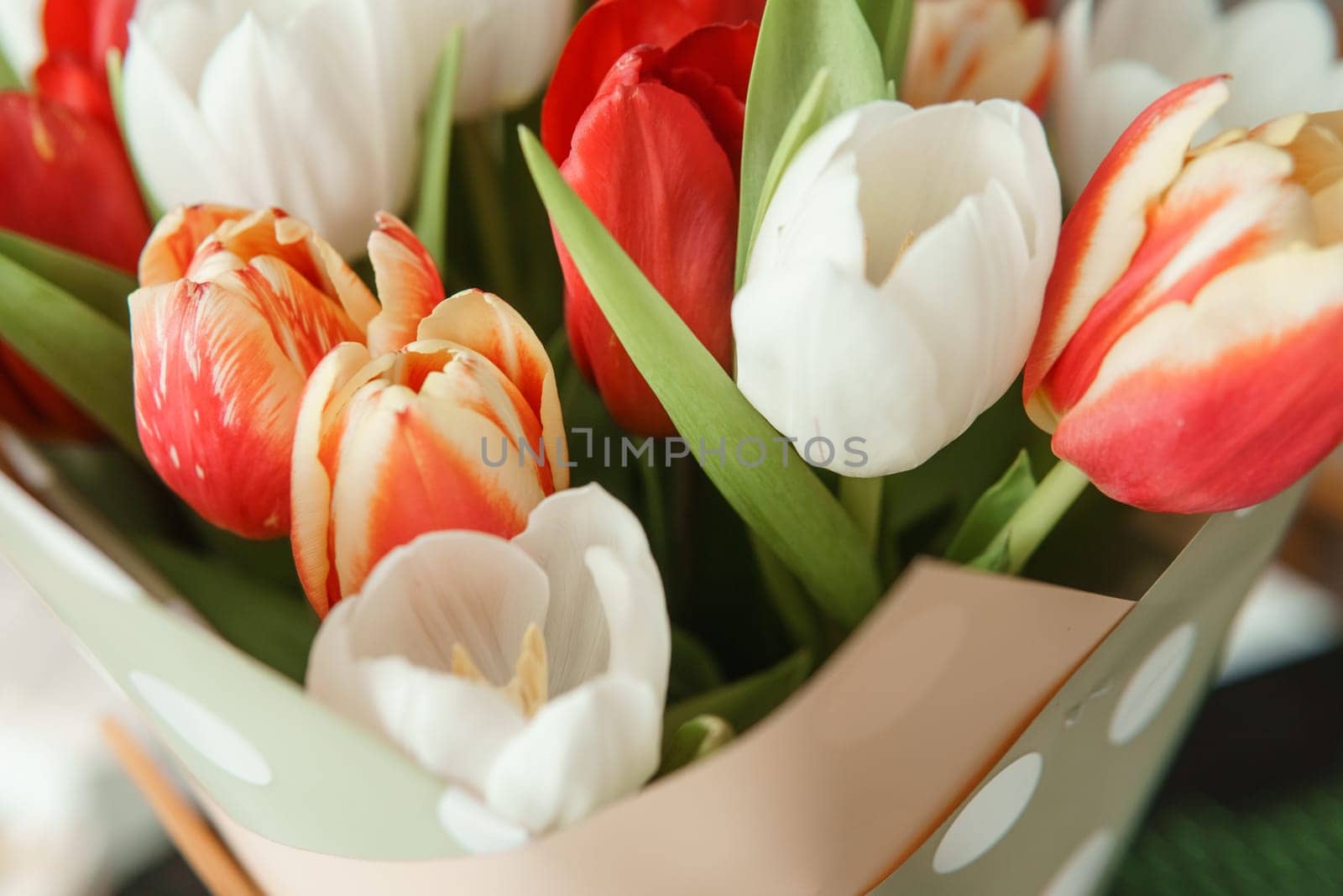 Spring Gift: Bright Tulip Bouquet for a Special March 8th Celebration.