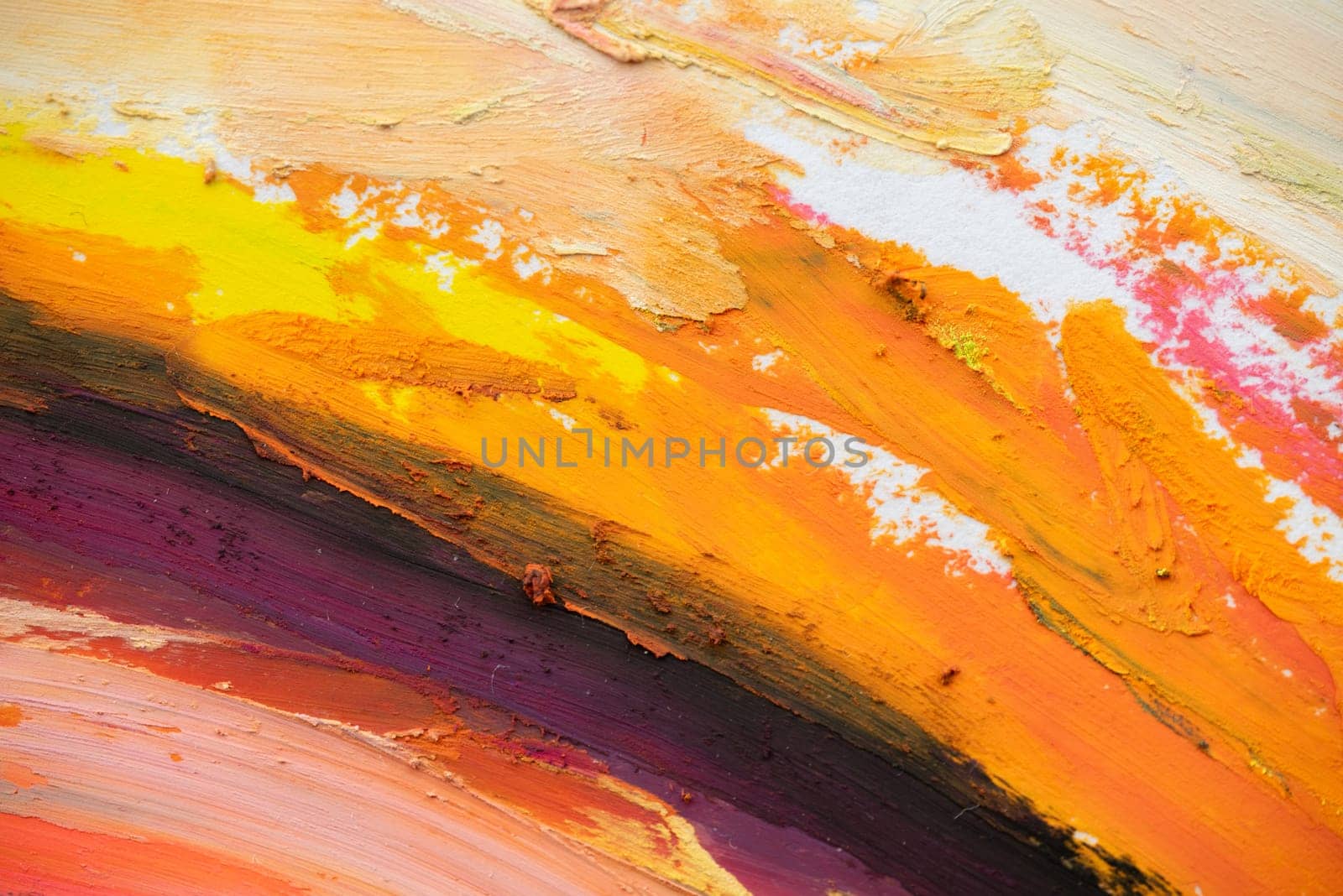Conceptual abstract picture drawn with oil pastels. Oil pastel painting in colorful colors. Conceptual abstract closeup of an oil painting on paper.