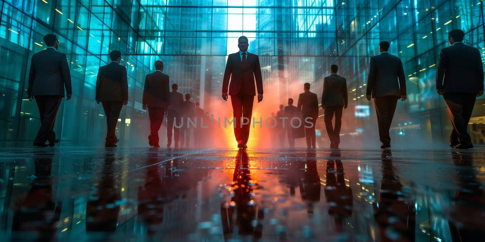 Image of business man and partners or team with modern office. by Benzoix