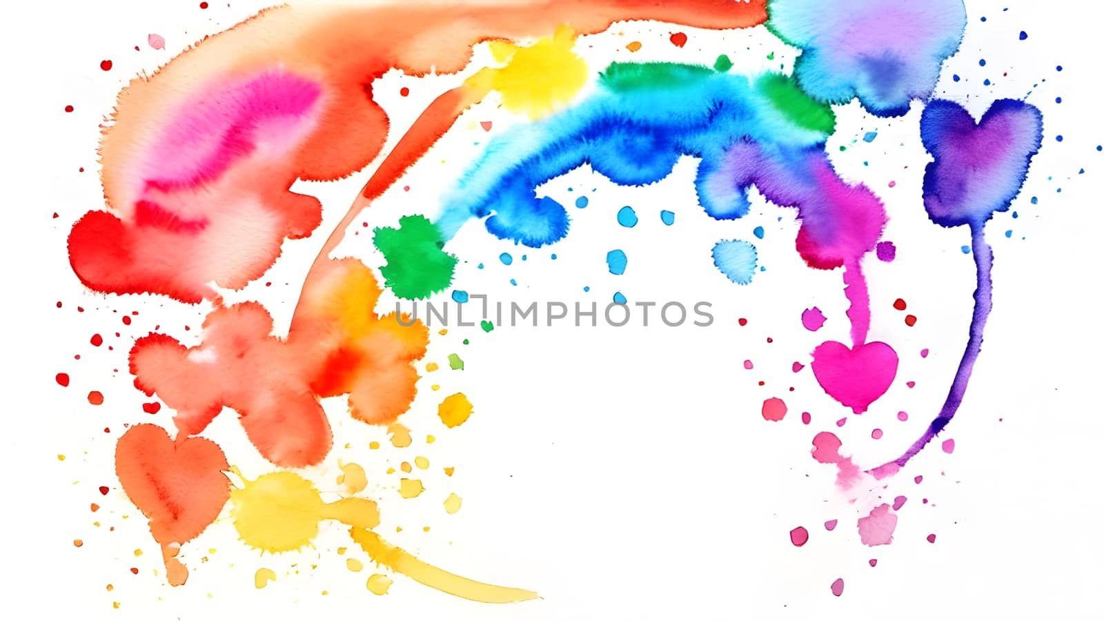 watercolor style illustration of abstract colorful splash, generative ai. High quality photo