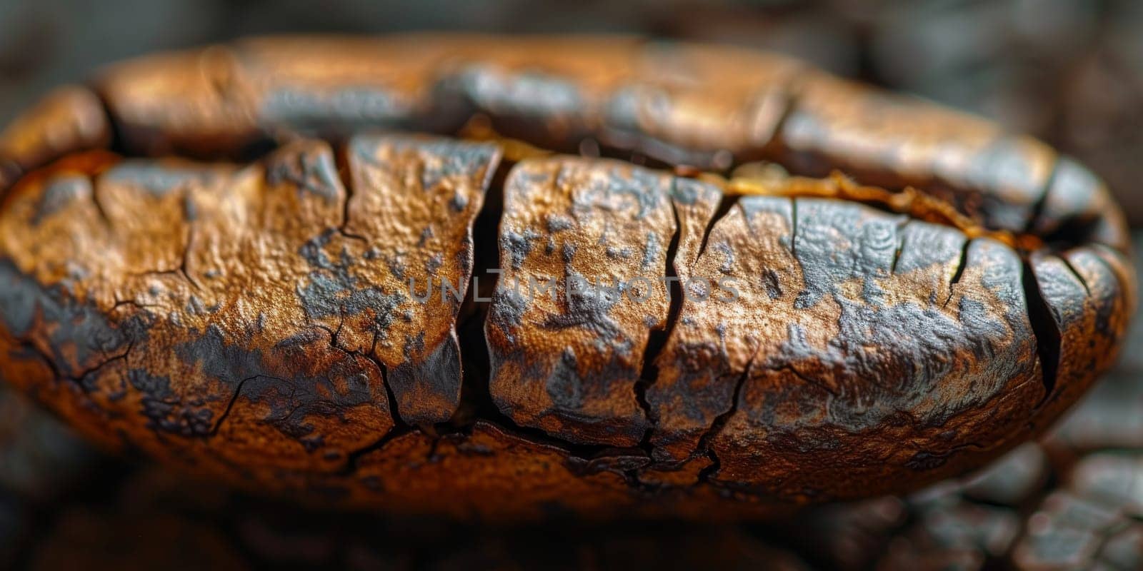 Extreme macro photography of fresh roasted coffee beans.