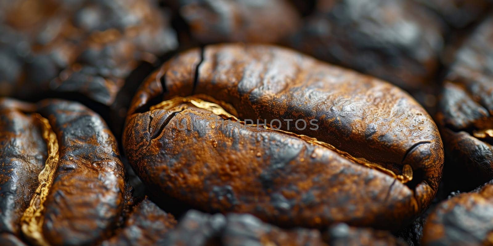 Extreme macro photography of fresh roasted coffee beans by Benzoix