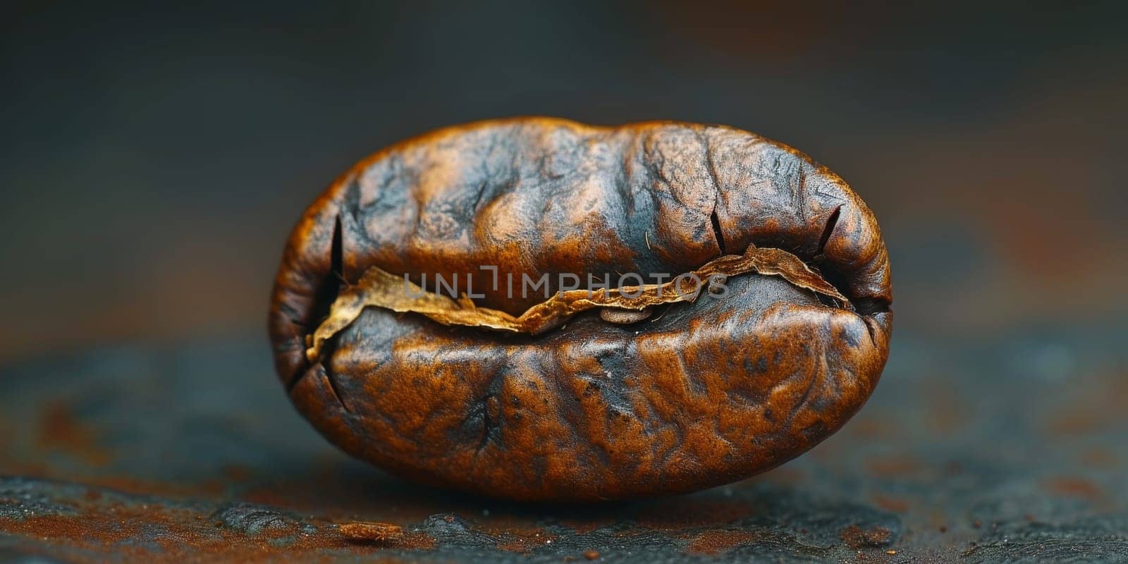 Extreme macro photography of fresh roasted coffee beans.