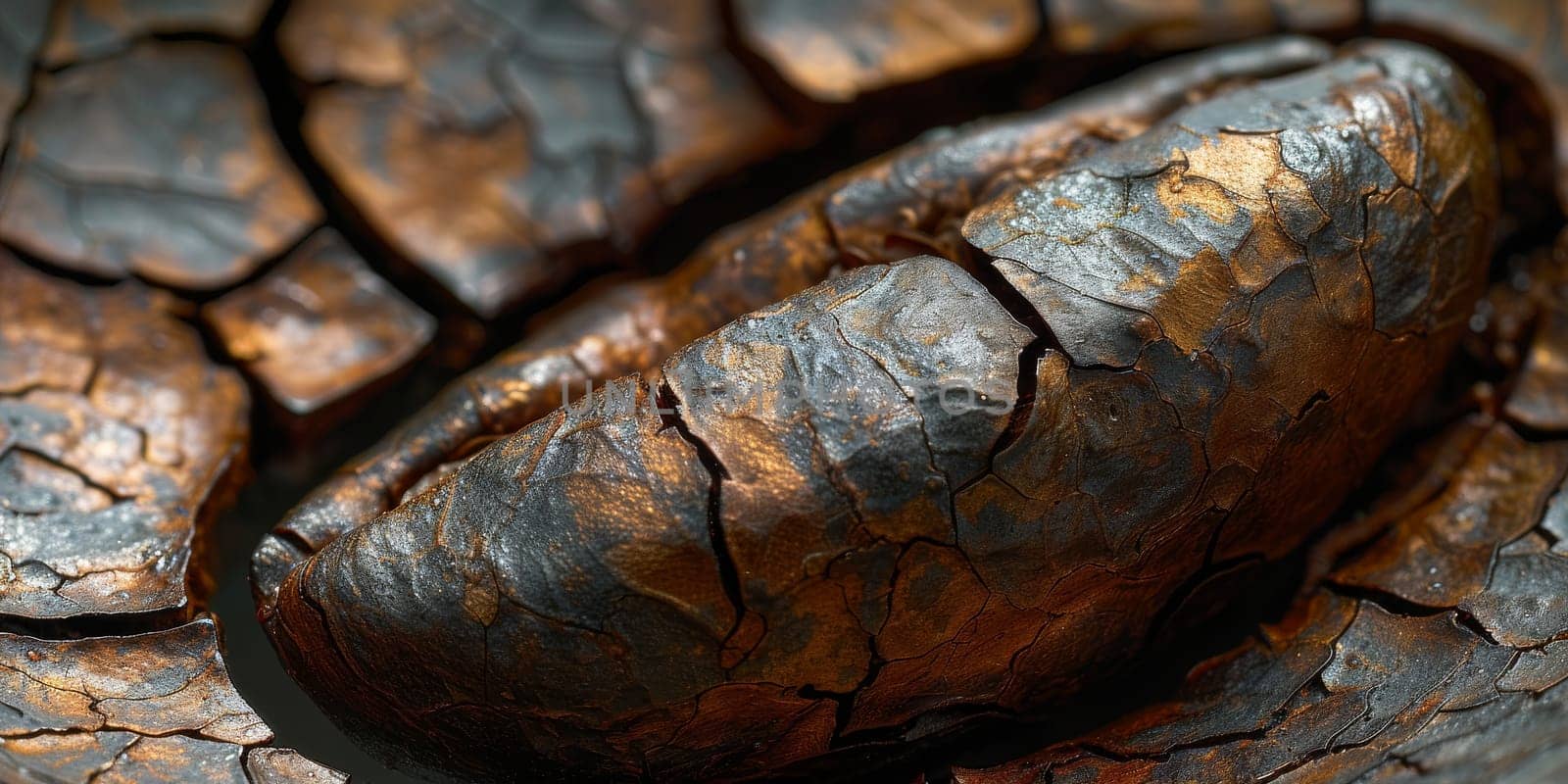 Extreme macro photography of fresh roasted coffee beans.