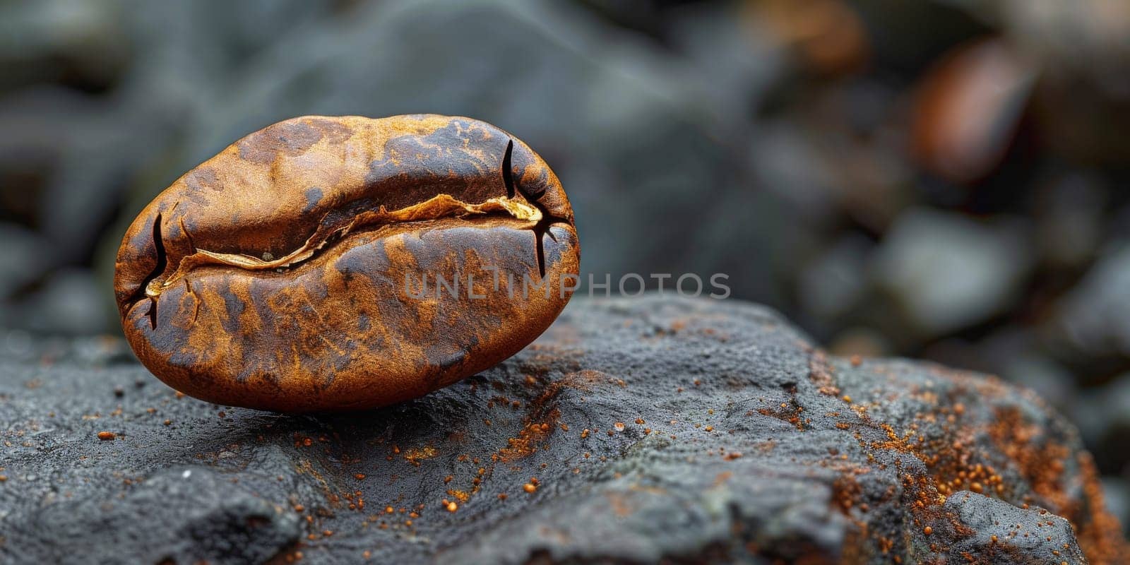 Extreme macro photography of fresh roasted coffee beans.