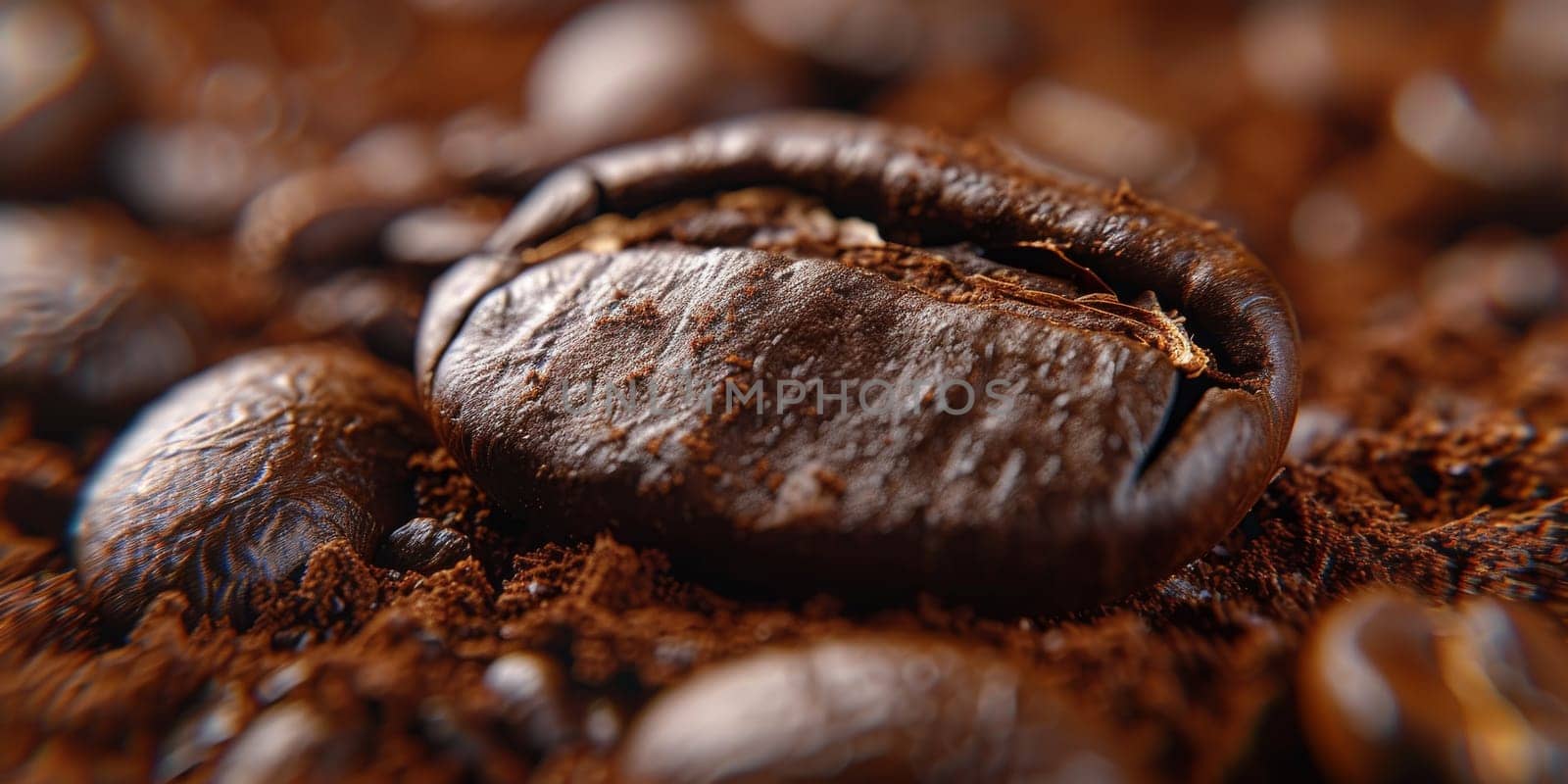 Extreme macro photography of fresh roasted coffee beans by Benzoix