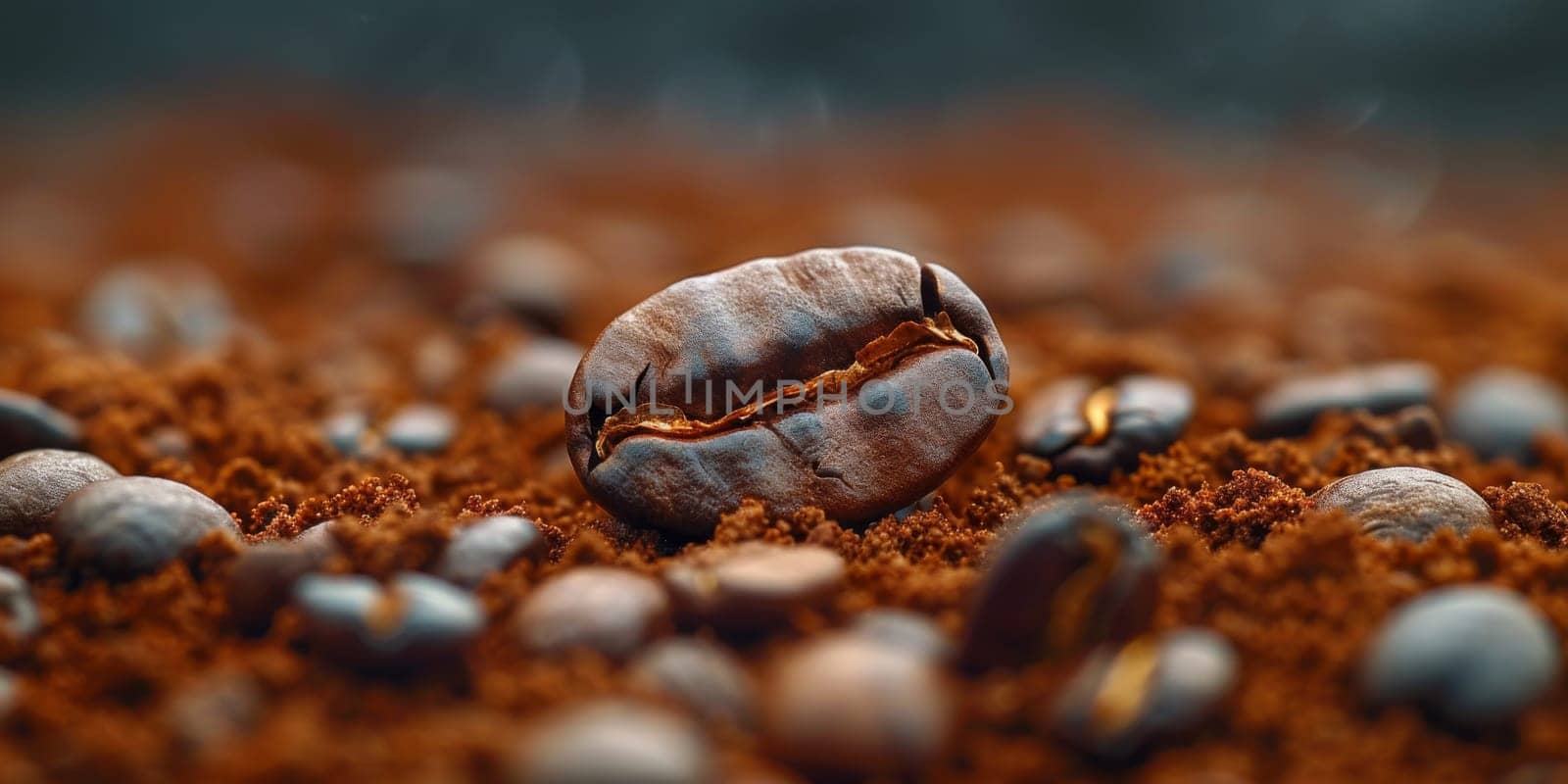 Extreme macro photography of fresh roasted coffee beans.