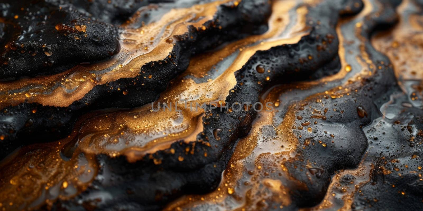 Extreme macro photography of fresh roasted coffee beans ground. by Benzoix