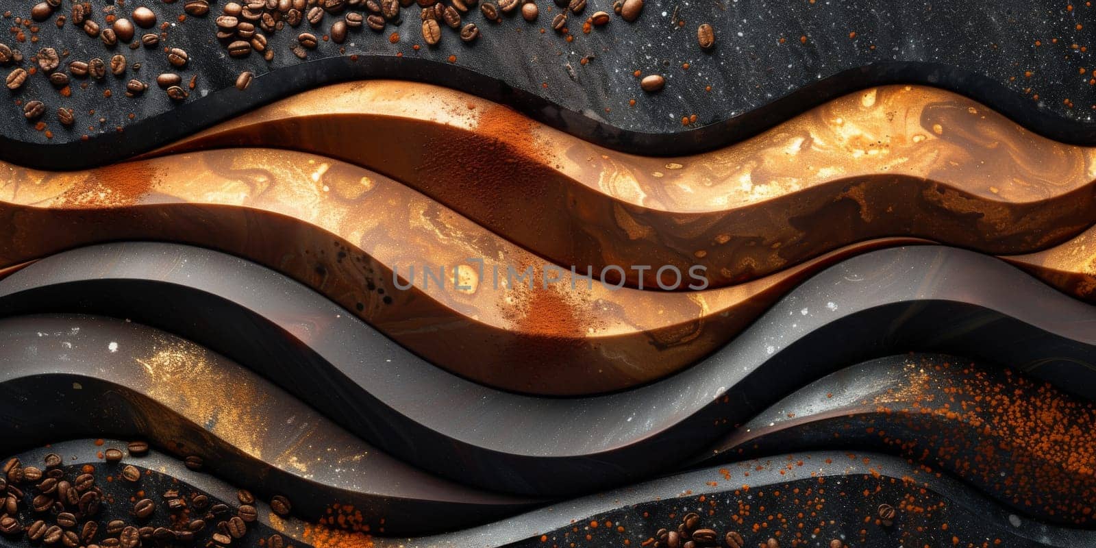 Extreme macro photography of fresh roasted coffee beans ground