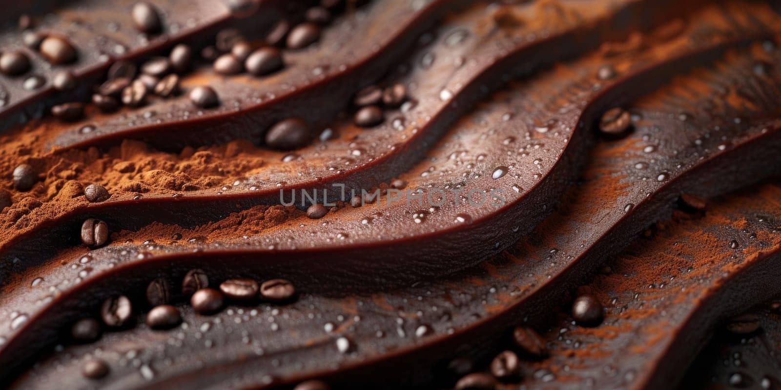 Extreme macro photography of fresh roasted coffee beans ground. by Benzoix