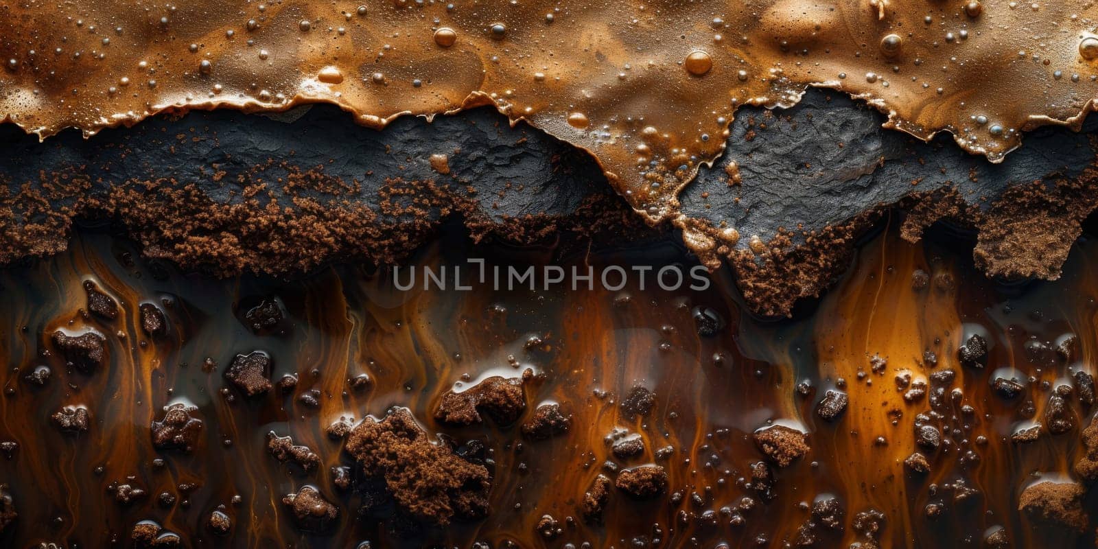 Extreme macro photography of fresh roasted coffee beans ground. by Benzoix