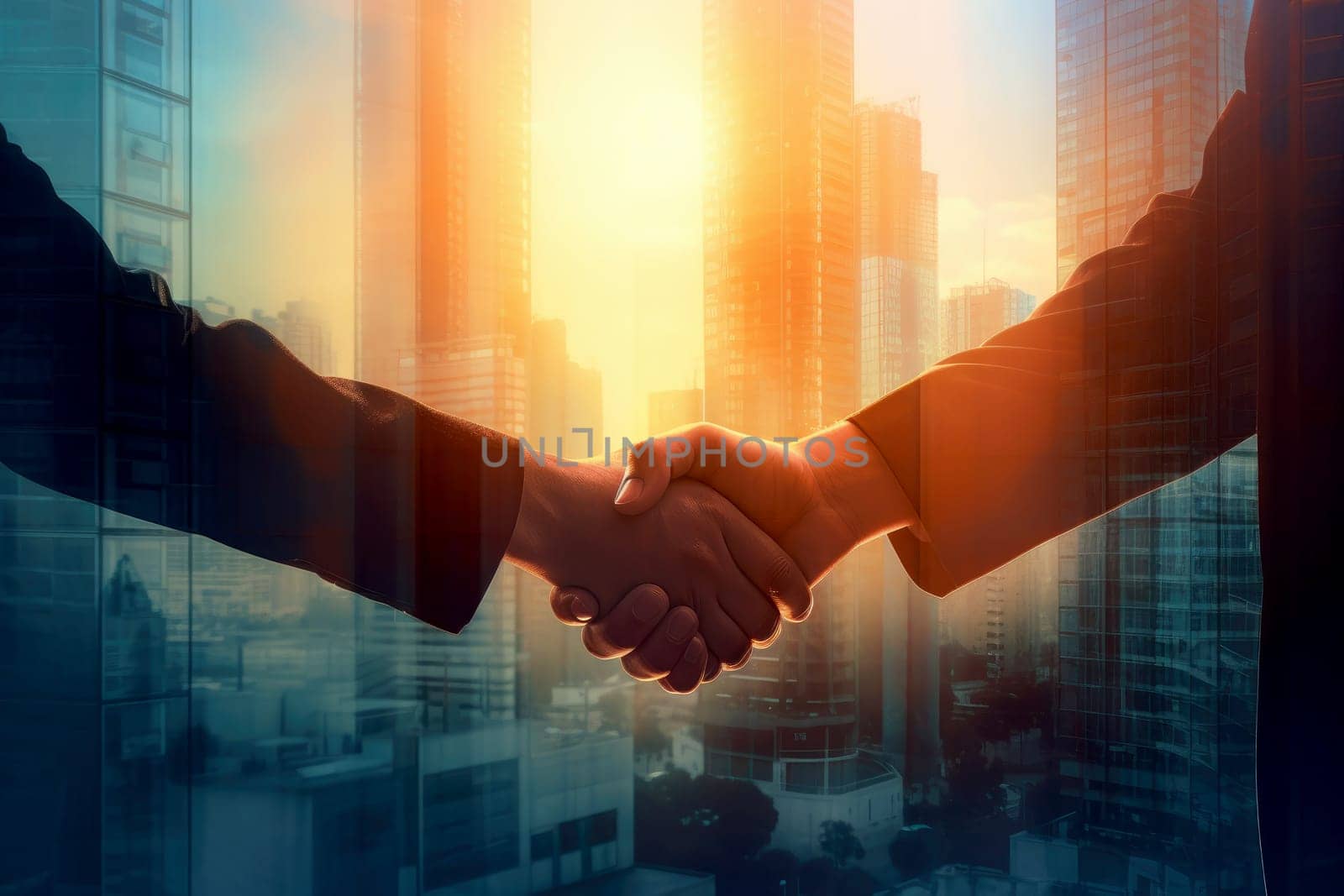 exposure businessman handshake of business deal with logistic. Generative AI..