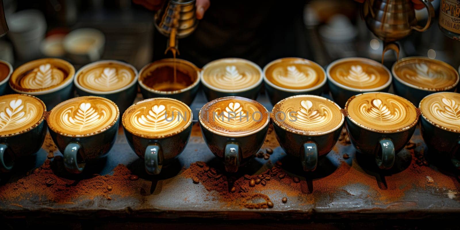 Coffee Shop Bar Counter Cafe Restaurant Relaxation Concept. People doing workshop in cozy coffee shop art. by Benzoix