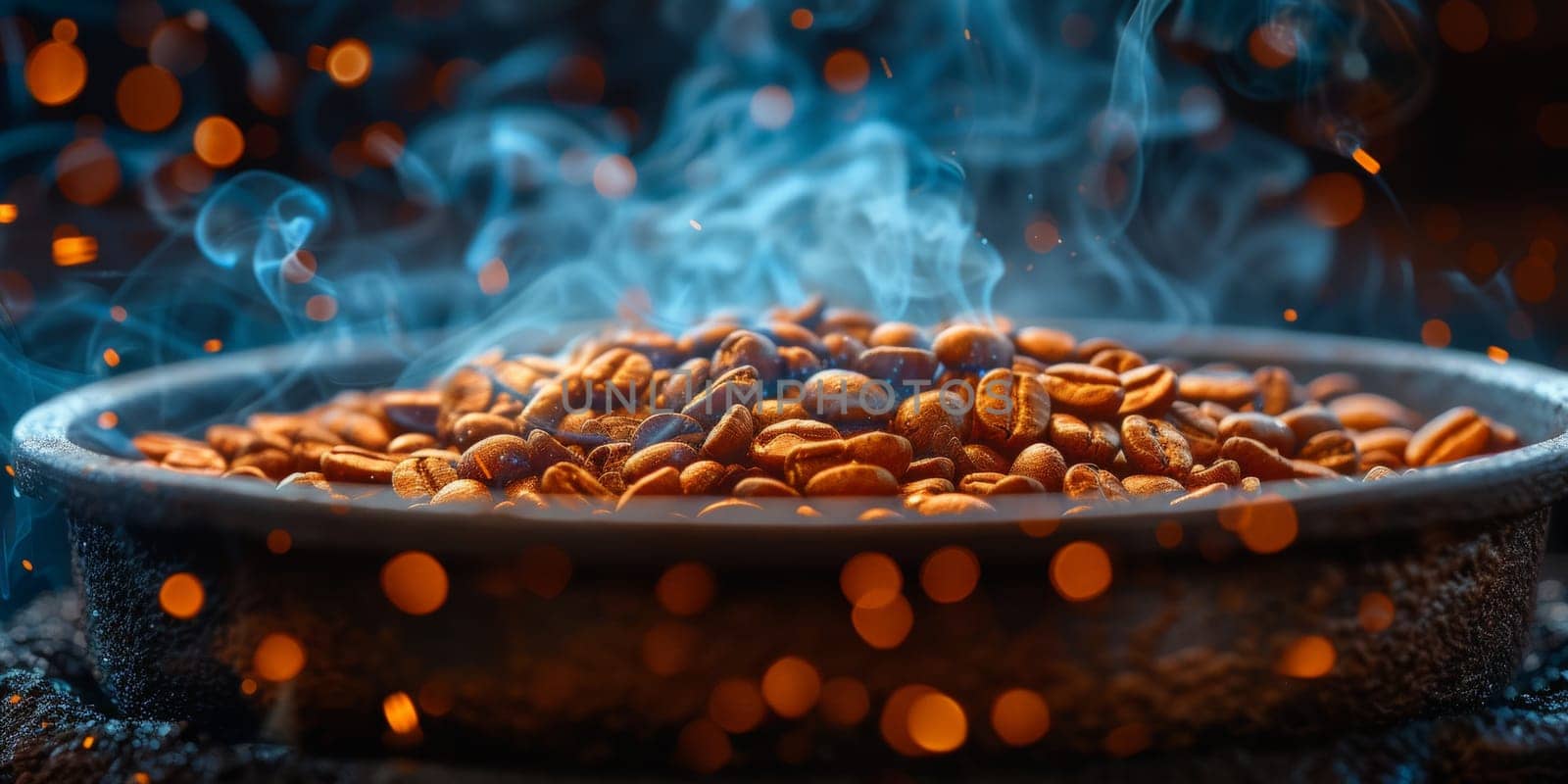 Coffee beans roasted traditional,coffee beans are being roasted. Roasting the peeled coffee beans. by Benzoix