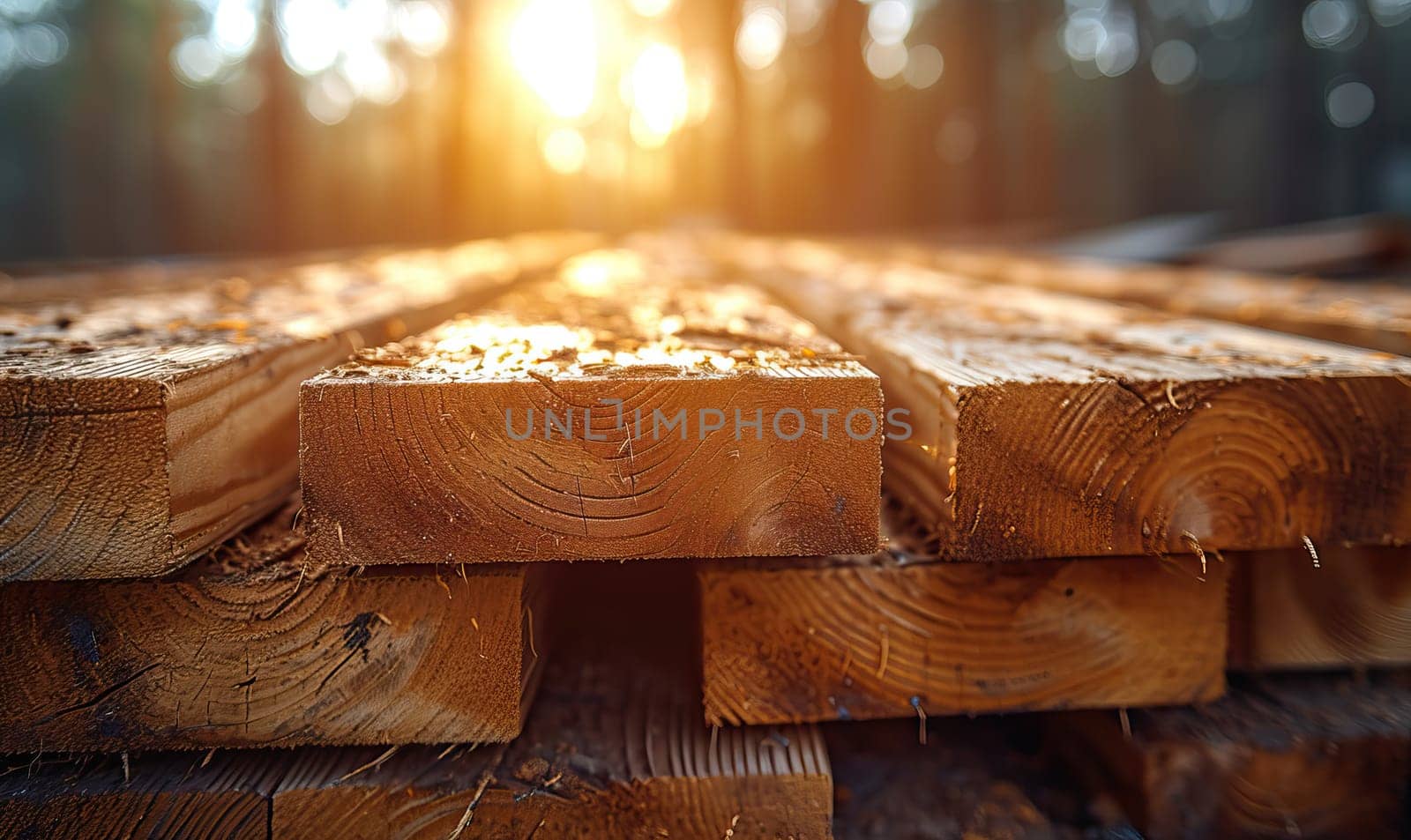 Construction materials boards on a natural background. Selective soft focus.