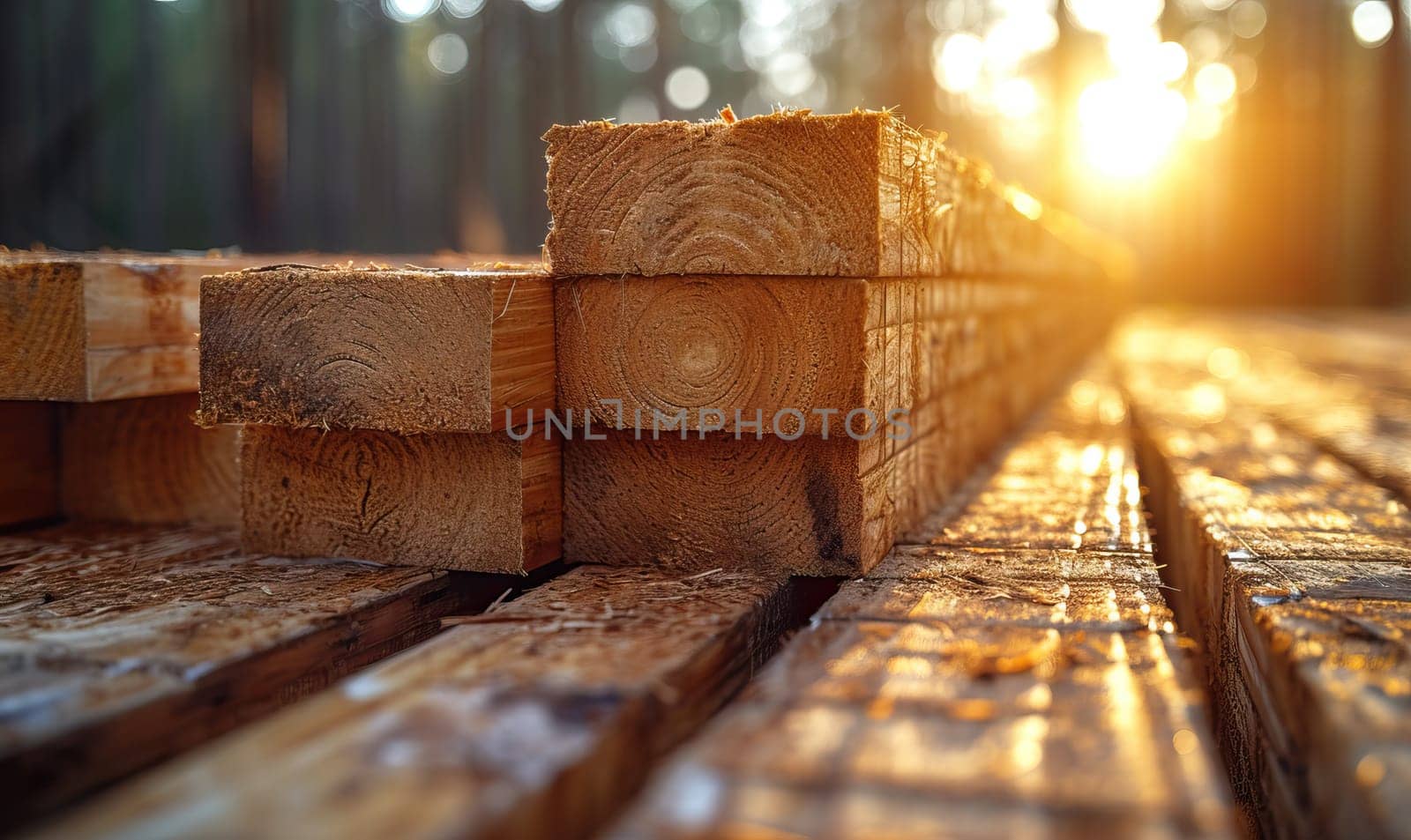 Construction materials boards on a natural background. Selective soft focus.