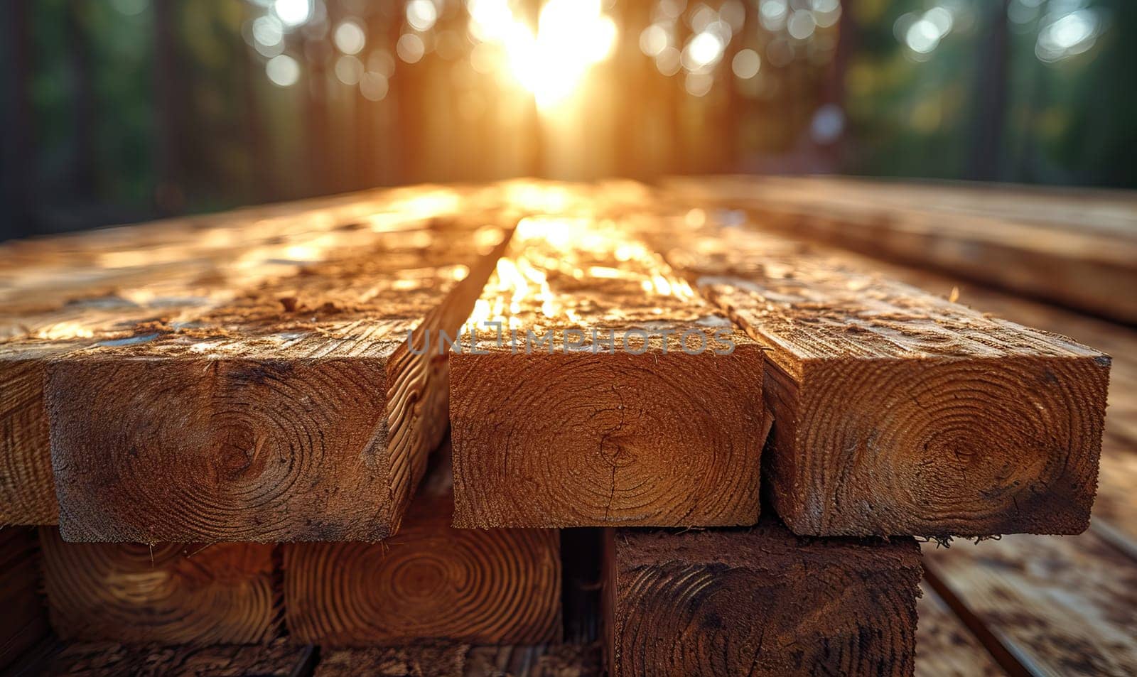 Construction materials boards on a natural background. Selective soft focus.