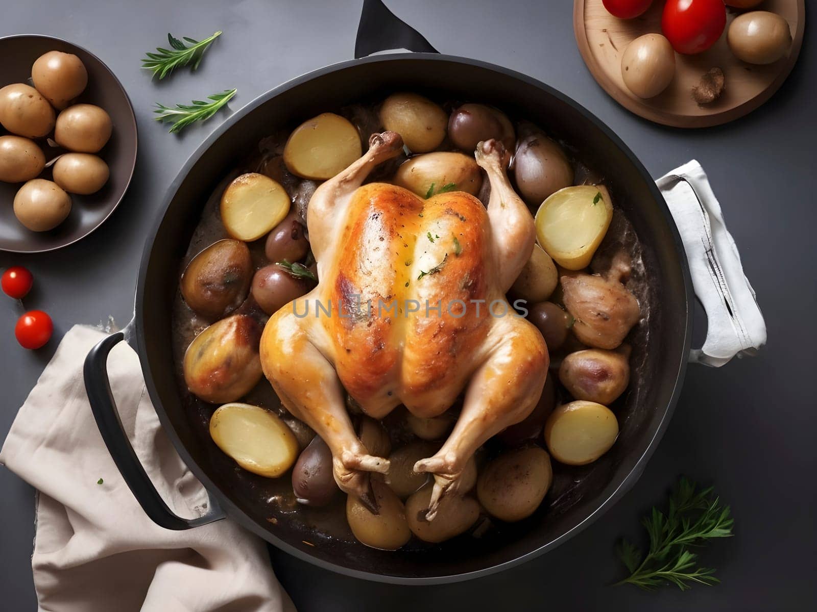 Irresistible Aromas. Capturing the Cozy Charm of Freshly Roasted Chicken and Potatoes.