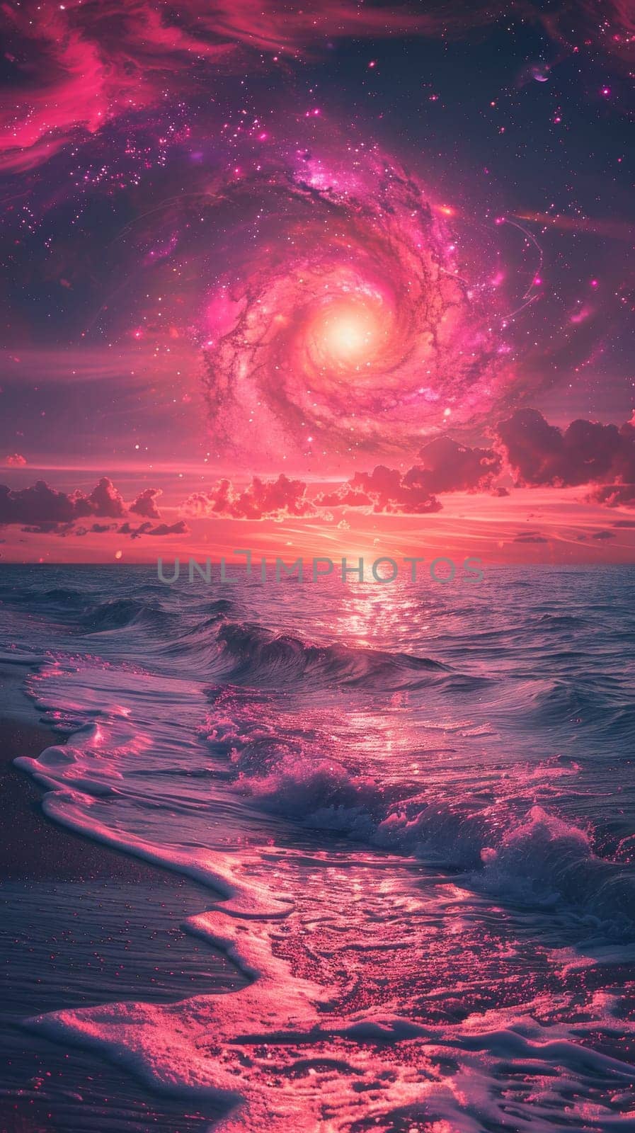 Surreal Pink Galaxy space. Generative AI by itchaznong